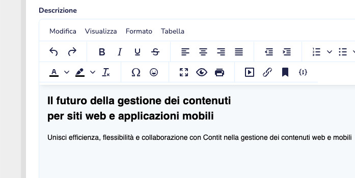 Editor di contenuti intuitivo