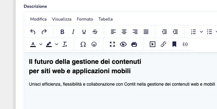 Editor di contenuti intuitivo